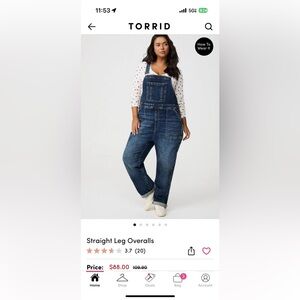 Torrid Dark Blue Denim Overalls